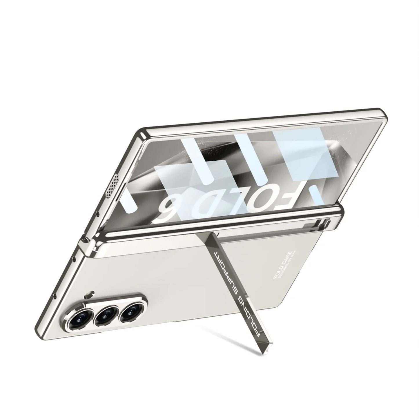 Z Fold 6 Transparent Magnetic Case with Hinge Protection & Kickstand
