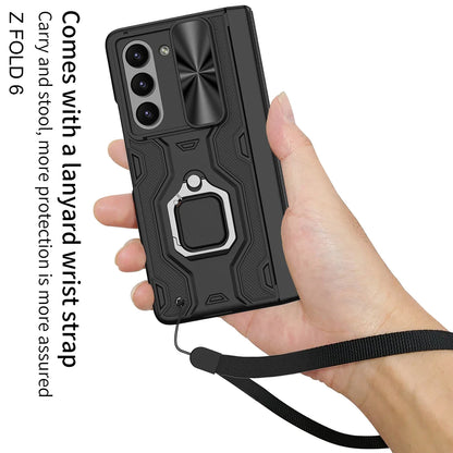 Shockproof 360° Z Fold 6 Case - Hinge, Camera Slide, Screen, Ring & Strap