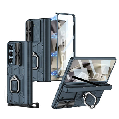 Shockproof 360° Z Fold 6 Case - Hinge, Camera Slide, Screen, Ring & Strap