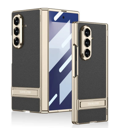 MechaStand Fold – Electroplated Vegan Leather Case with Mechanical Stand