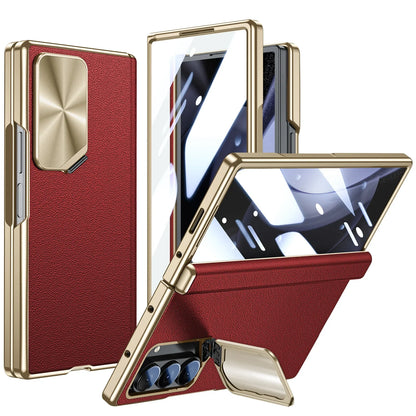 Z Fold 6 Leather Magnetic Hinge Camera Protection Barcket Case