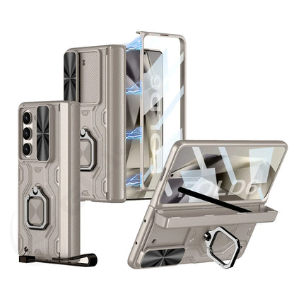 Shockproof 360° Z Fold 6 Case - Hinge, Camera Slide, Screen, Ring & Strap
