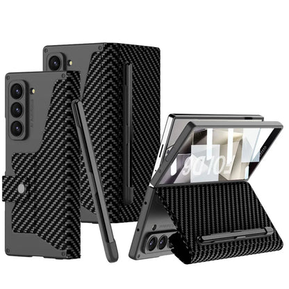 Z Fold 6 Leather Wallet Case with Screen Protector & Kickstand