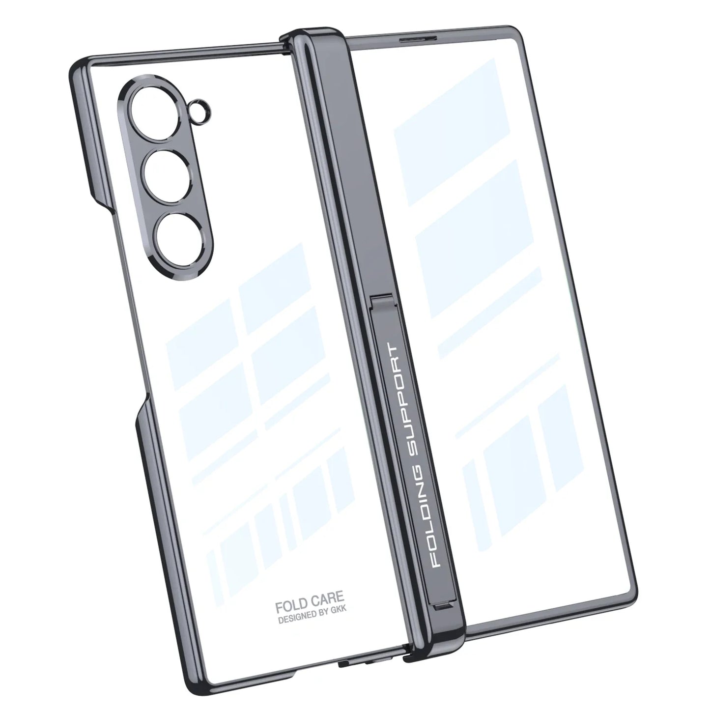 Z Fold 6 Transparent Magnetic Case with Hinge Protection & Kickstand