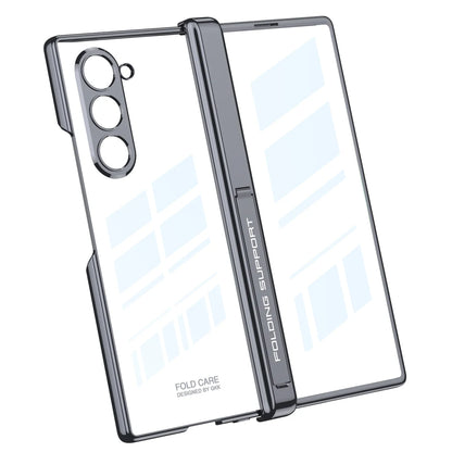 Z Fold 6 Transparent Magnetic Case with Hinge Protection & Kickstand