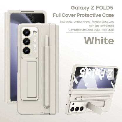Leather Hinge Protector with Stand, Screen Film, Free Stylus  for Z Fold