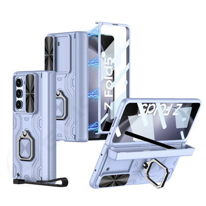 Shockproof 360° Z Fold 6 Case - Hinge, Camera Slide, Screen, Ring & Strap
