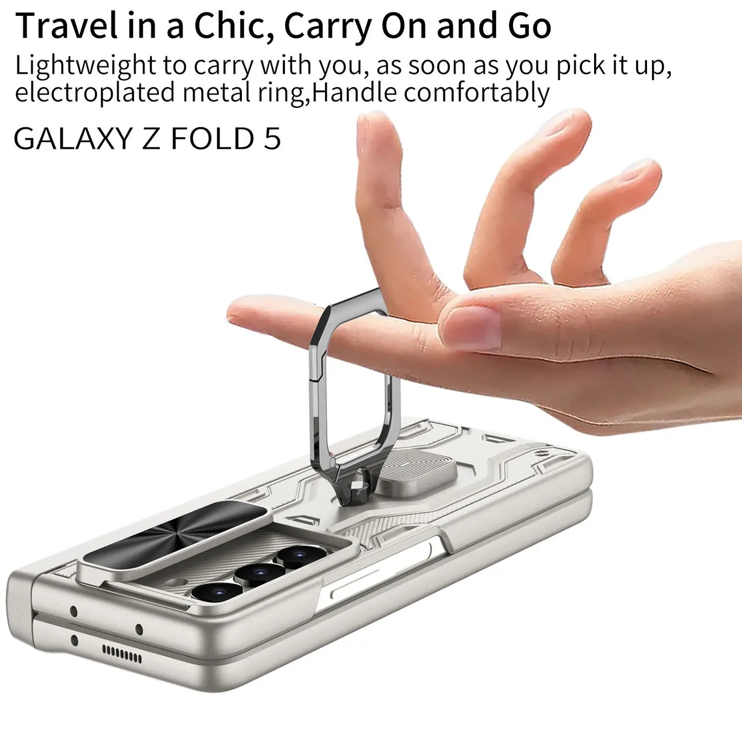 360° Magnetic Hinge with Screen Protection, Wrist Strap & Kickstand - Z Fold 5