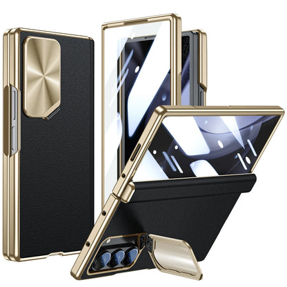 Z Fold 6 Leather Magnetic Hinge Camera Protection Barcket Case