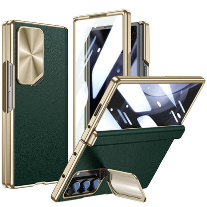 Z Fold 6 Leather Magnetic Hinge Camera Protection Barcket Case