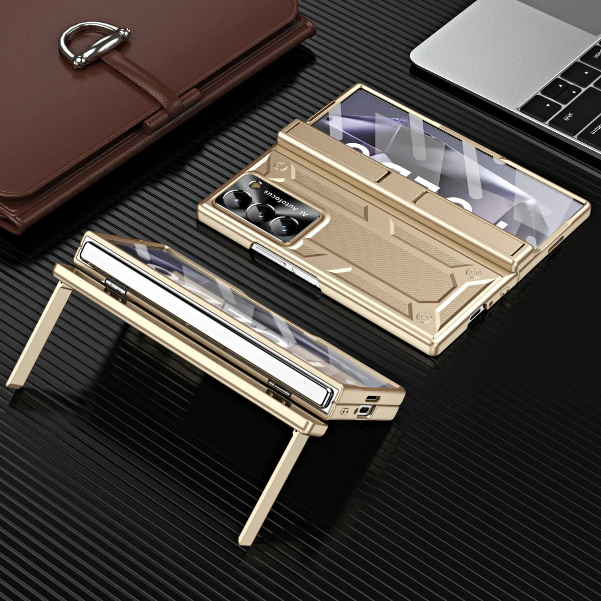Z Fold 6 Hinge Shockproof Case with Double Kickstand & Screen Film