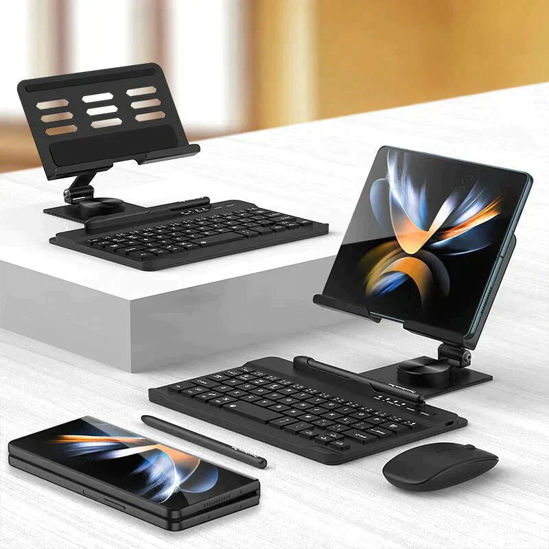 Ultimate Z Fold Workstation: 4-in-1 Desk Stand & Bluetooth Keyboard