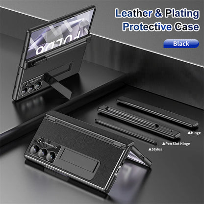Leather Hinge  S Pen Slot Kick stand Case - Z Fold Series