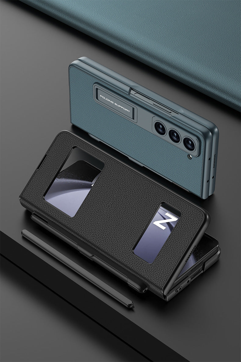All-in-One Luxury Z Fold Leather Case: Stylus, Stand & Hinge