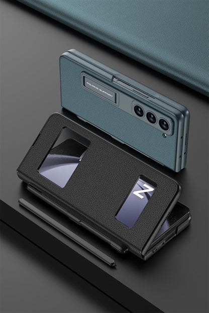 All-in-One Luxury Z Fold Leather Case: Stylus, Stand & Hinge