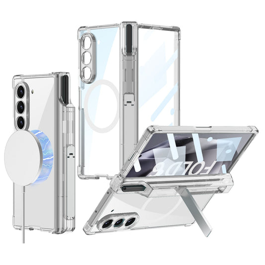 Z Fold 6 Clear HD MagSafe Kickstand & Pen Holder Shockproof Case