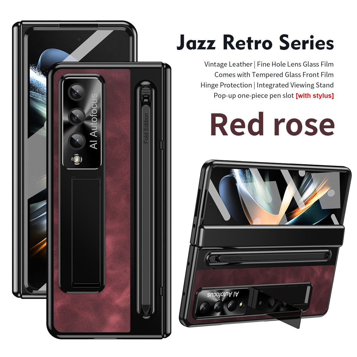 Jazz Retro Style Anti-fall Protective Leather Case - Z Fold Series