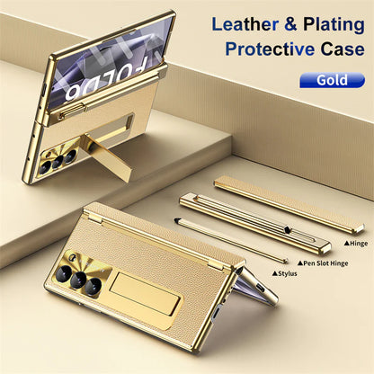 Leather Hinge  S Pen Slot Kick stand Case - Z Fold Series