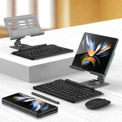 Ultimate Z Fold Workstation: 4-in-1 Desk Stand & Bluetooth Keyboard