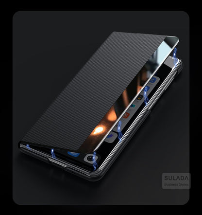 Carbon Fiber MagSafe Wallet Case for Z Fold 7 / 6 / 5 / 4 – Magnetic Flip & Card Holder