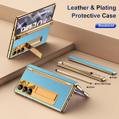 Leather Hinge  S Pen Slot Kick stand Case - Z Fold Series