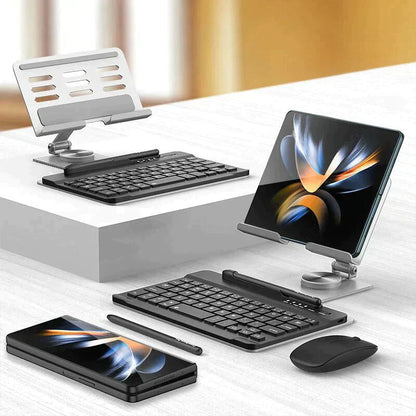 Ultimate Z Fold Workstation: 4-in-1 Desk Stand & Bluetooth Keyboard