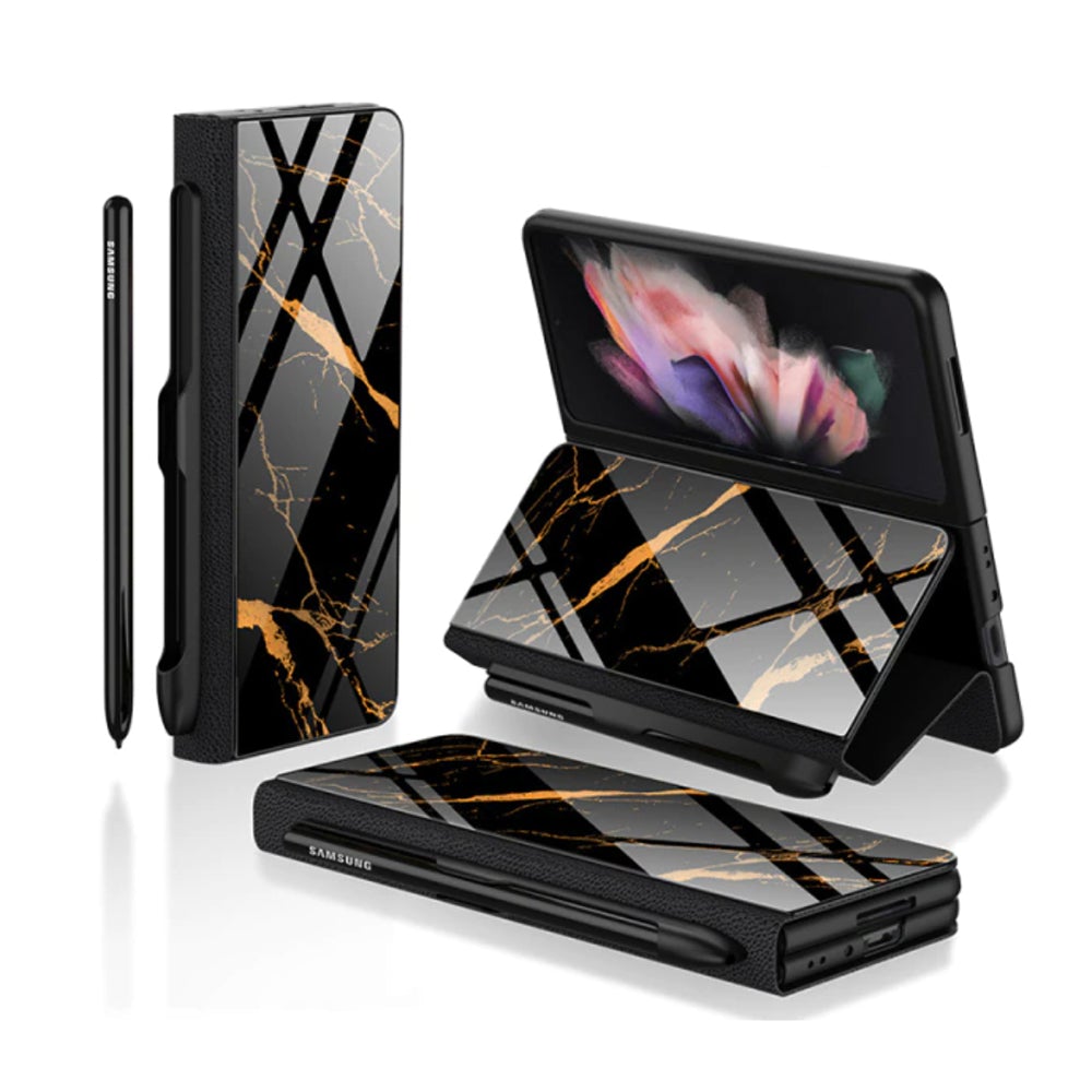 Leather Mirror Pen Slot Case - Z Fold 3