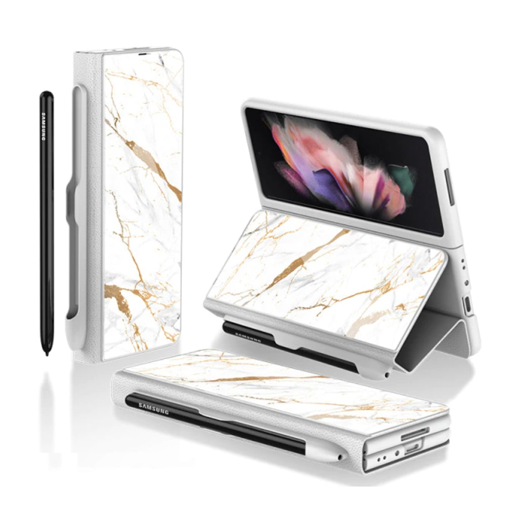 Leather Mirror Pen Slot Case - Z Fold 3